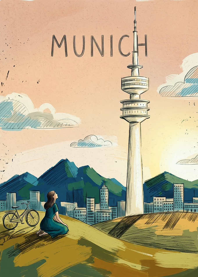 Munich Cityscape Travel Poster