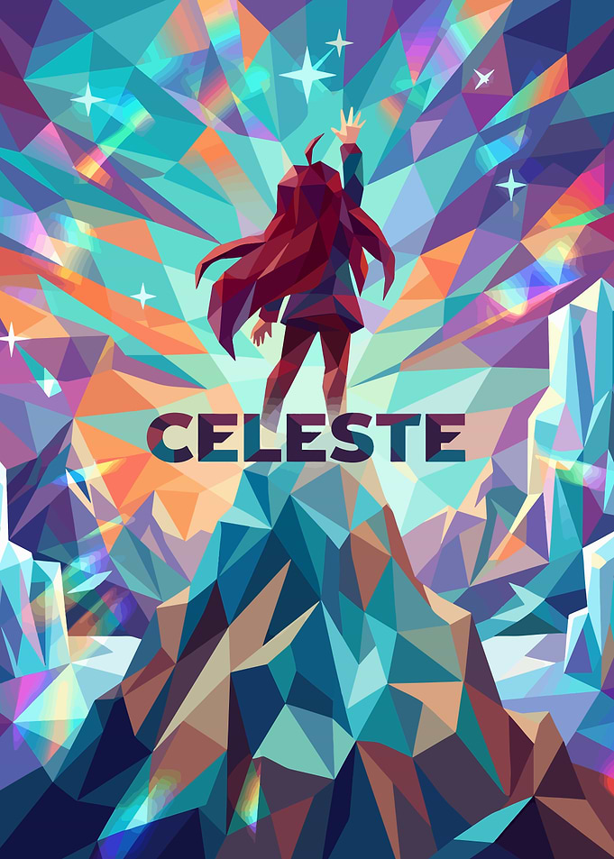 Celeste Game Low Poly Poster