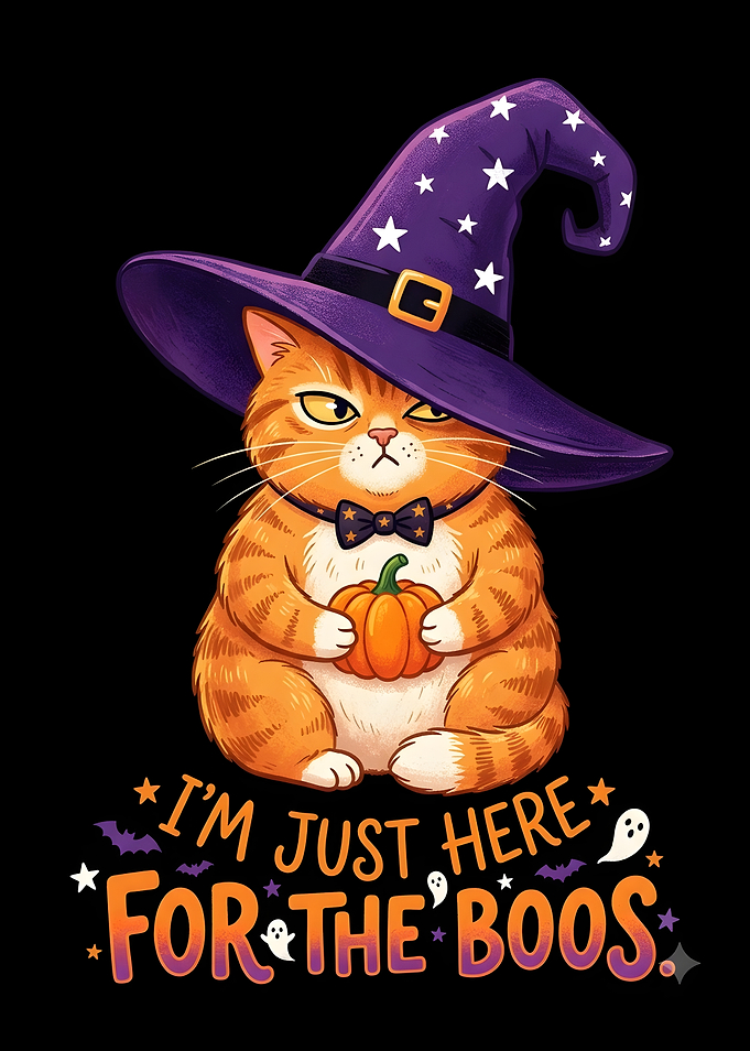Cute Halloween Cat Witch Illustration