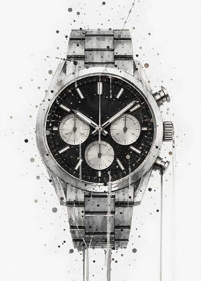 Watercolor Chronograph Watch Art
