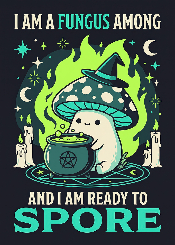 Cute Mushroom Witch Spore Pun