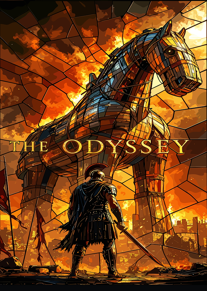 The Odyssey Trojan Horse Stained Glass