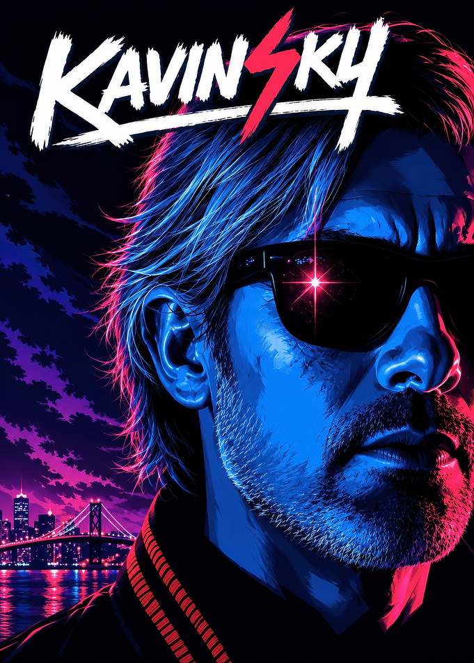 Kavinsky Synthwave Portrait Poster