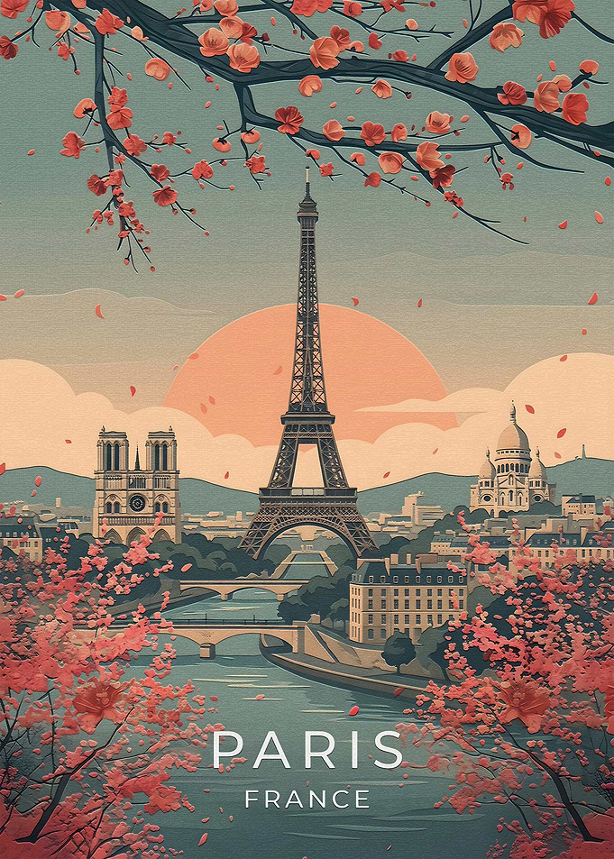 Paris France Travel Poster Art