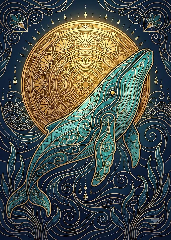 Ornate Mandala Whale Art
