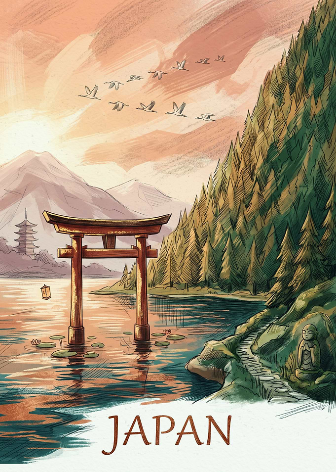 Serene Japanese Torii Gate Landscape