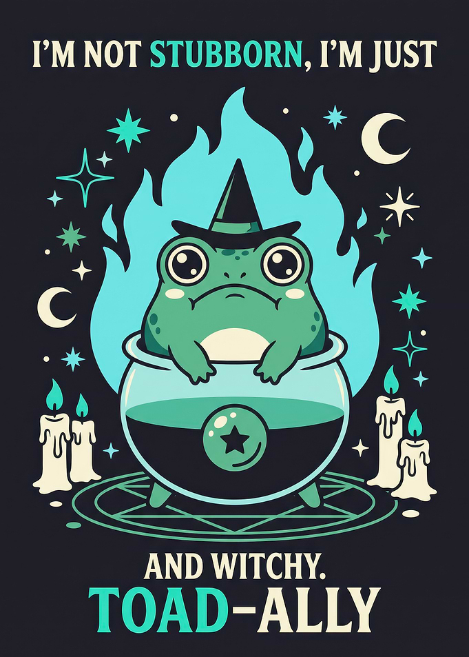 Stubborn Witchy Toad Illustration