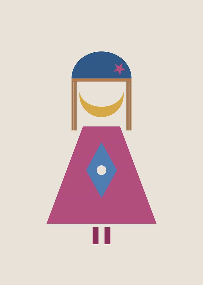 Minimalist Geometric Girl Illustration