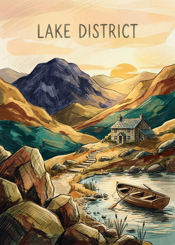 Lake District Landscape Travel Poster