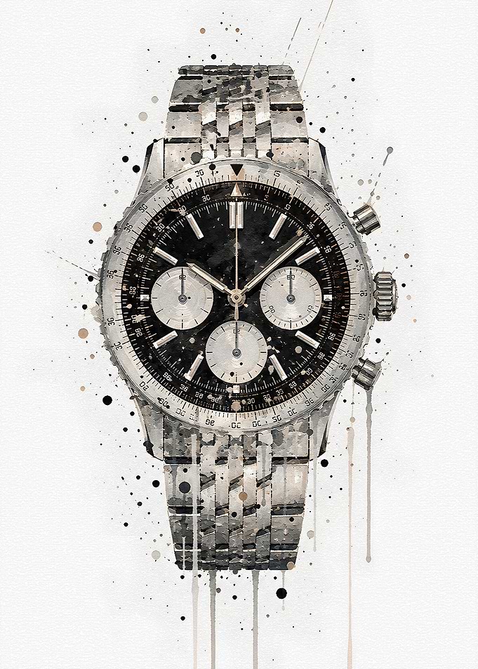 Watercolor Chronograph Watch Art