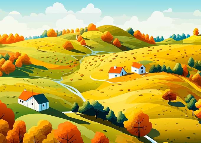 Autumn Landscape with Rolling Hills