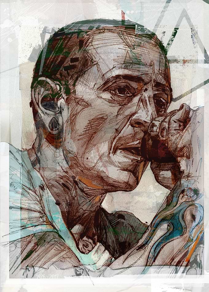 Chester Bennington Mixed Media Portrait