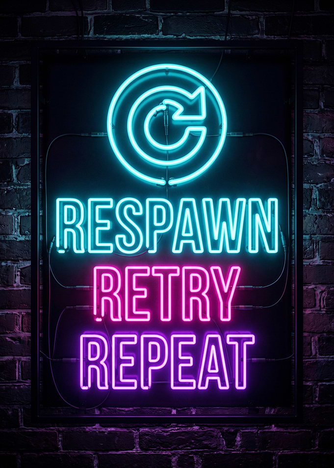 Respawn Retry Repeat Neon Sign