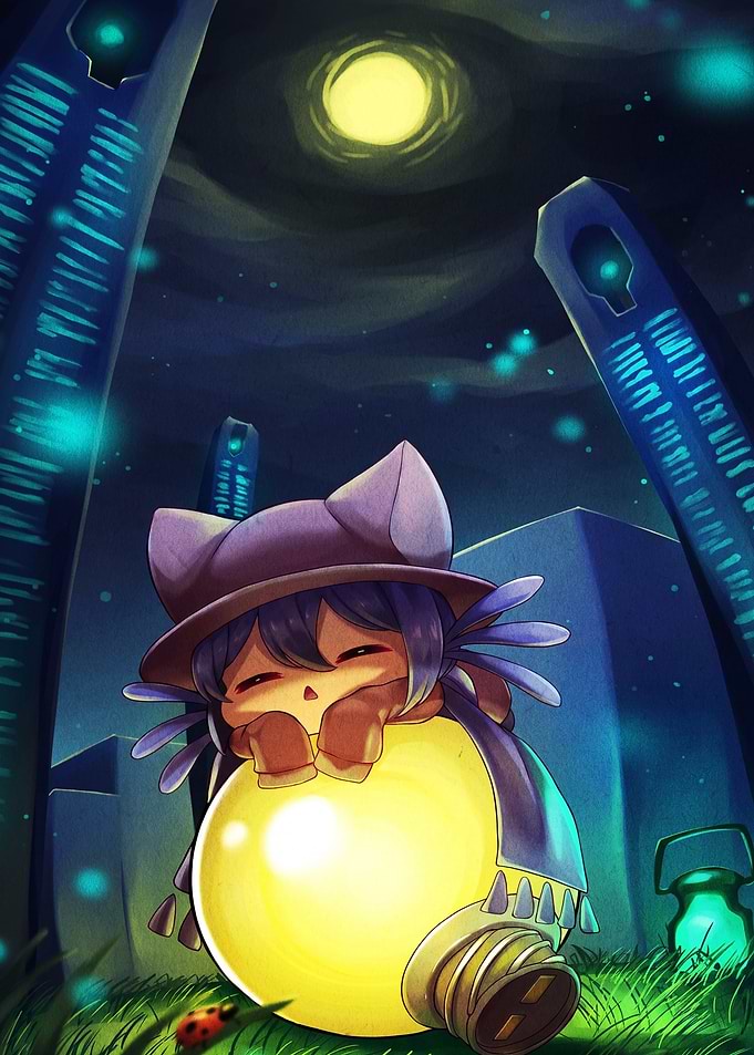 Niko from OneShot resting on lightbulb