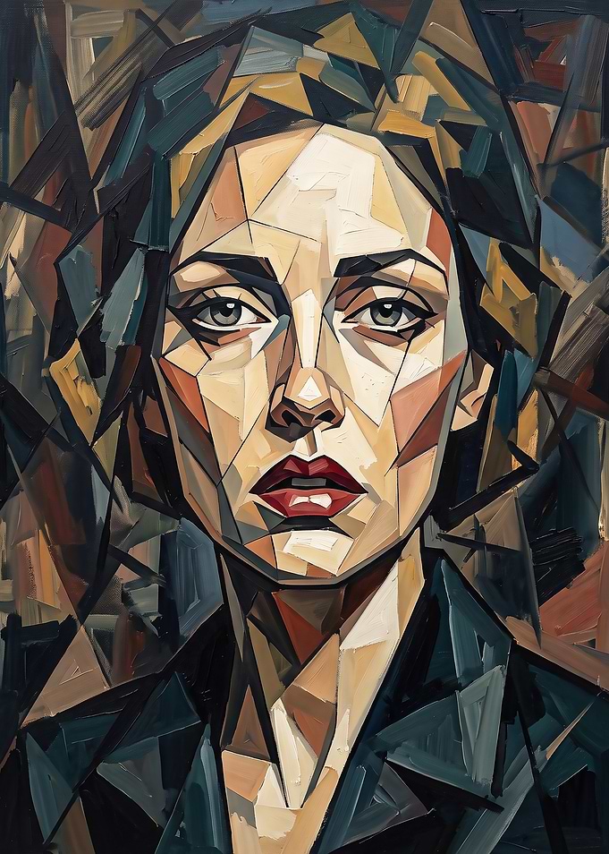 Geometric Cubist Portrait of a Woman