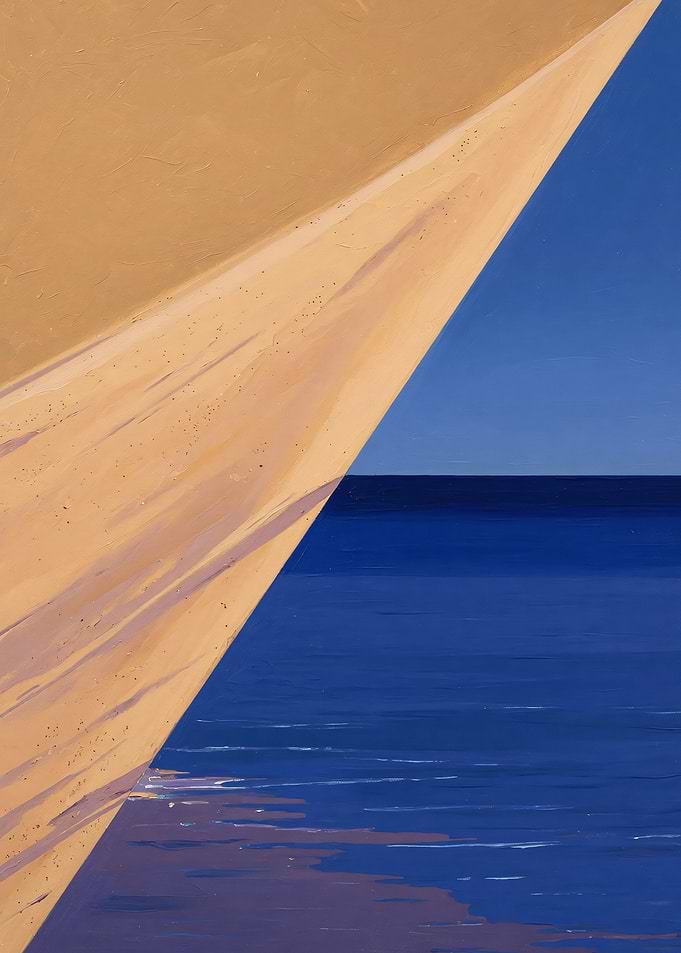 Sand Dune Slope Meeting Cobalt Water