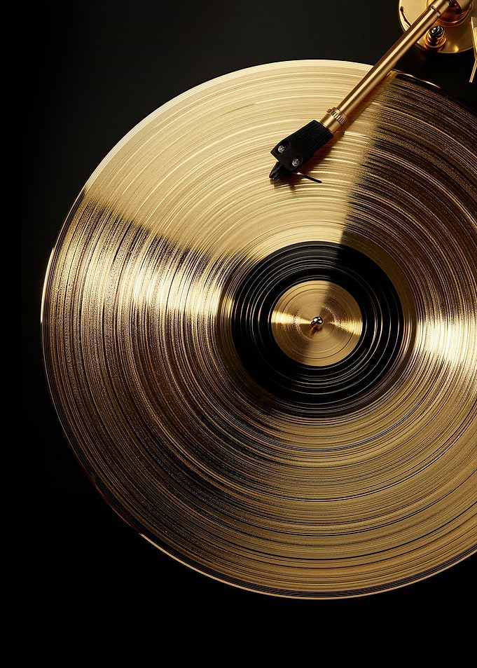 Golden Vinyl Record on Turntable