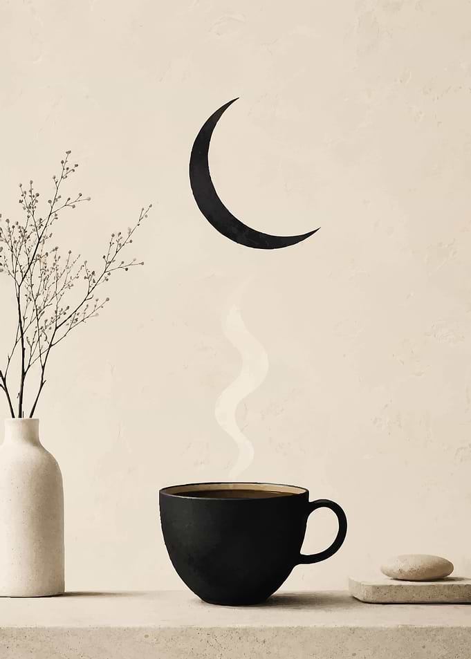 Minimalist Coffee and Moon Still Life