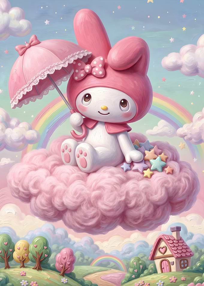 My Melody Sitting on Pink Cloud