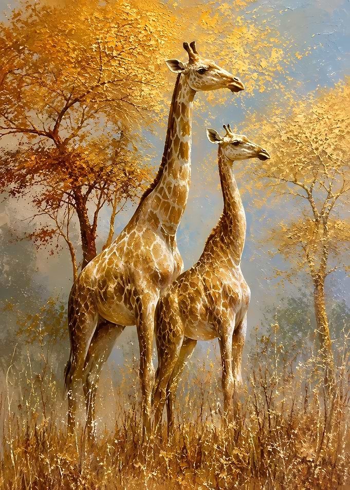 Two Giraffes in Golden Savanna