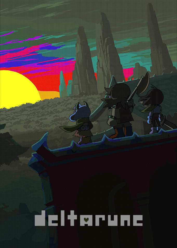 Deltarune Heroes Watching the Sunset