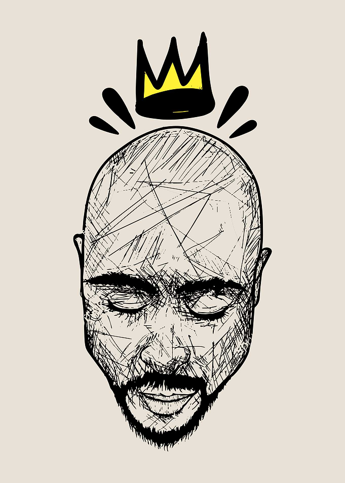 Tupac Shakur Crowned Portrait Illustration