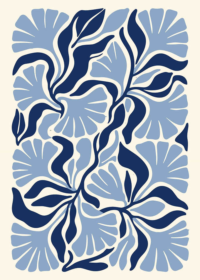 Blue Floral Botanical Pattern