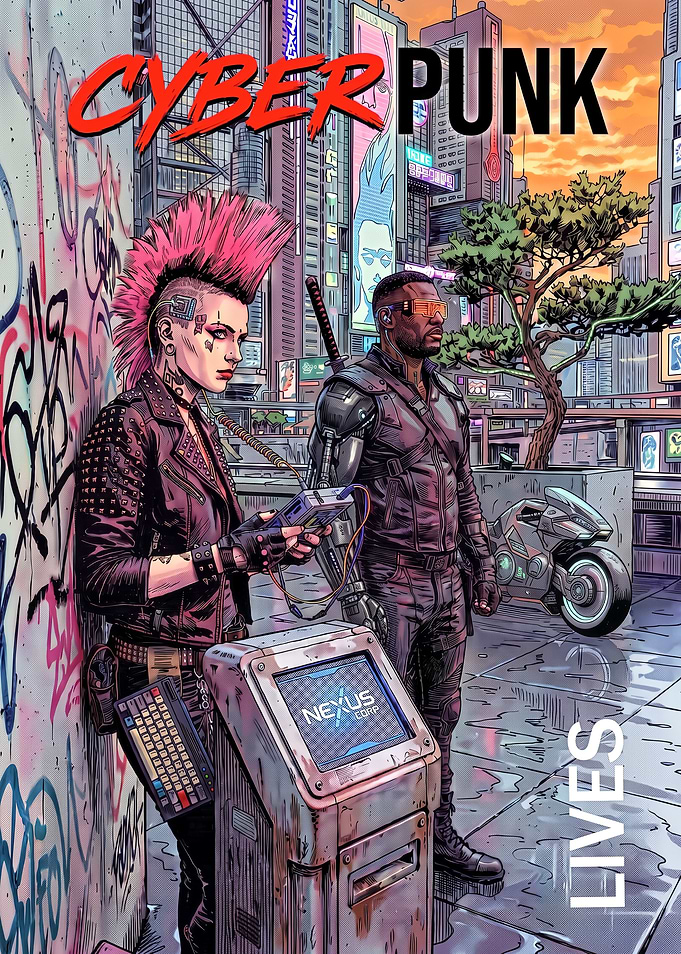 Cyberpunk Lives Futuristic City Scene
