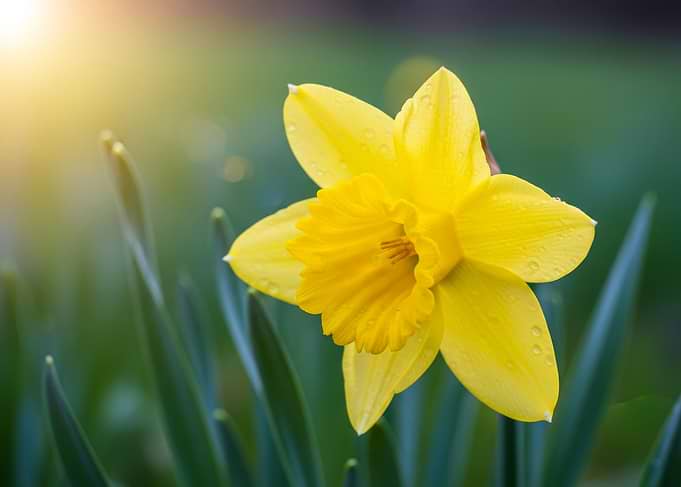Single Yellow Daffodil in Spring