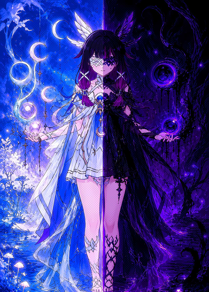 Duality of Light and Dark Anime Girl