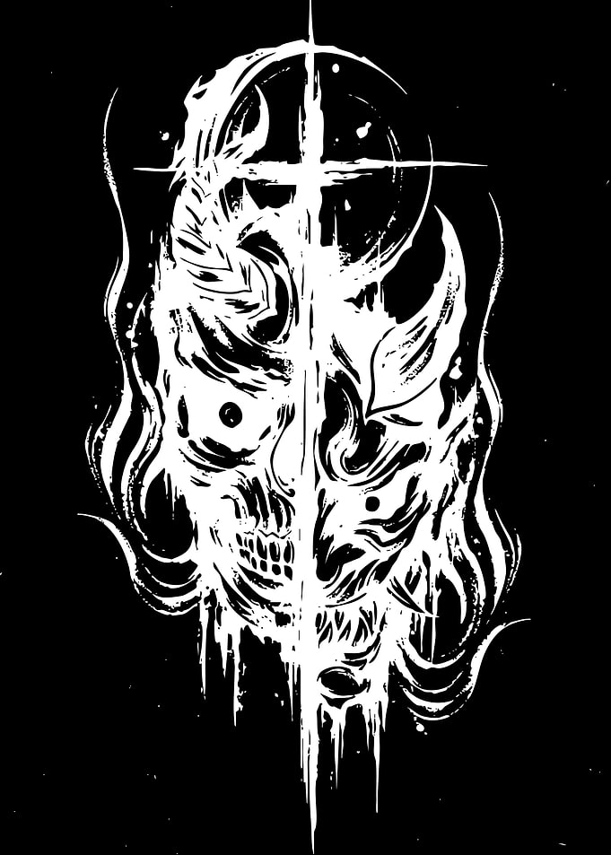 Split Oni Skull Demon Art