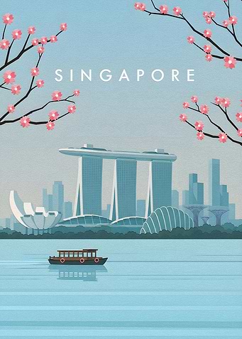 Singapore Skyline Travel Poster