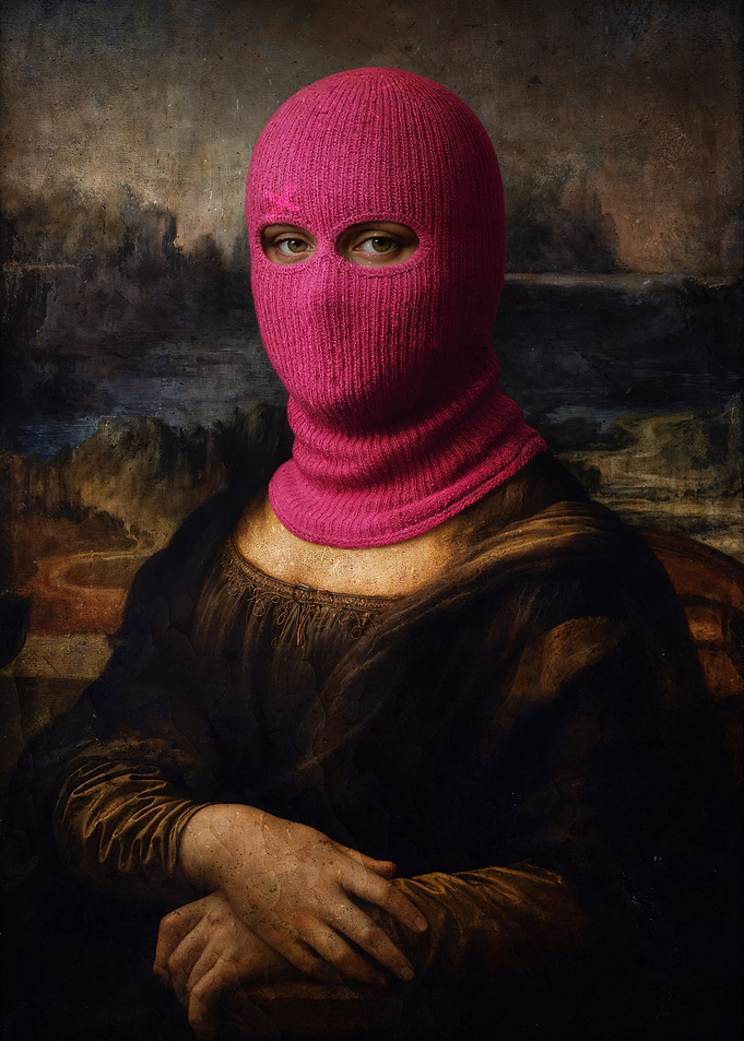 Mona Lisa Wearing Pink Hypebeast Balaclava