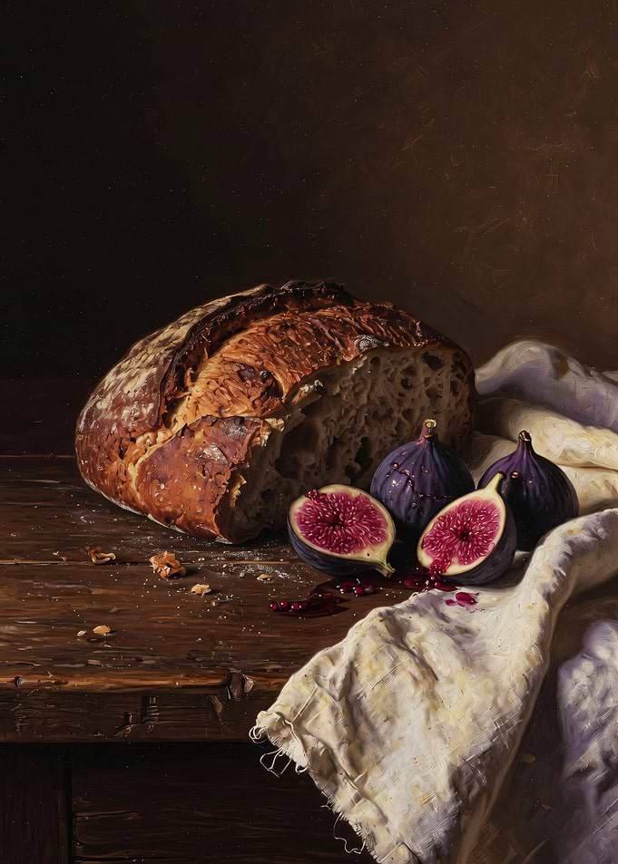 Dark Bakery Bread and Ripe Figs