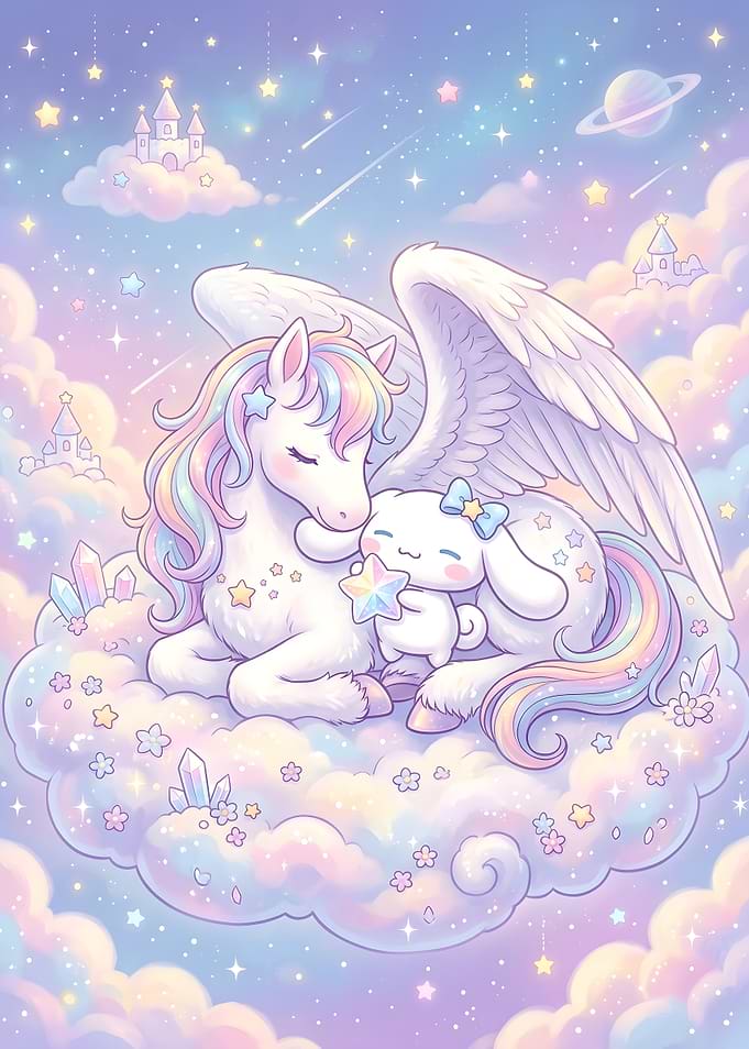 Cinnamoroll and Unicorn on Cloud