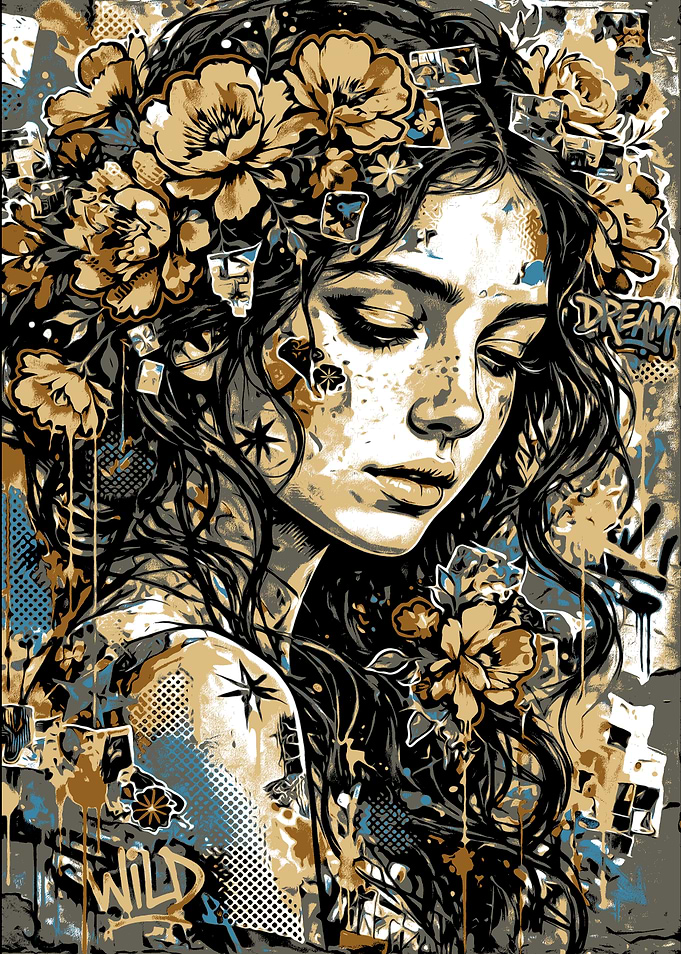 Urban Graffiti Portrait of Woman