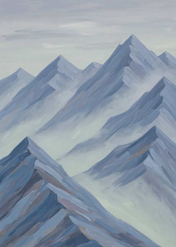 Slate Blue Fan of Mountain Ridges