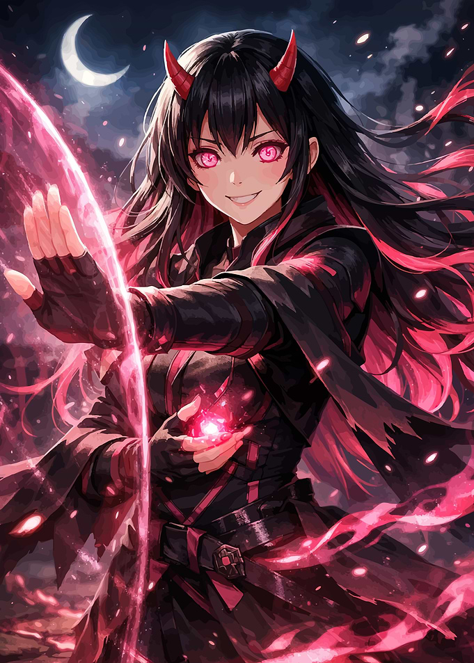Anime Demon Girl Casting Magic