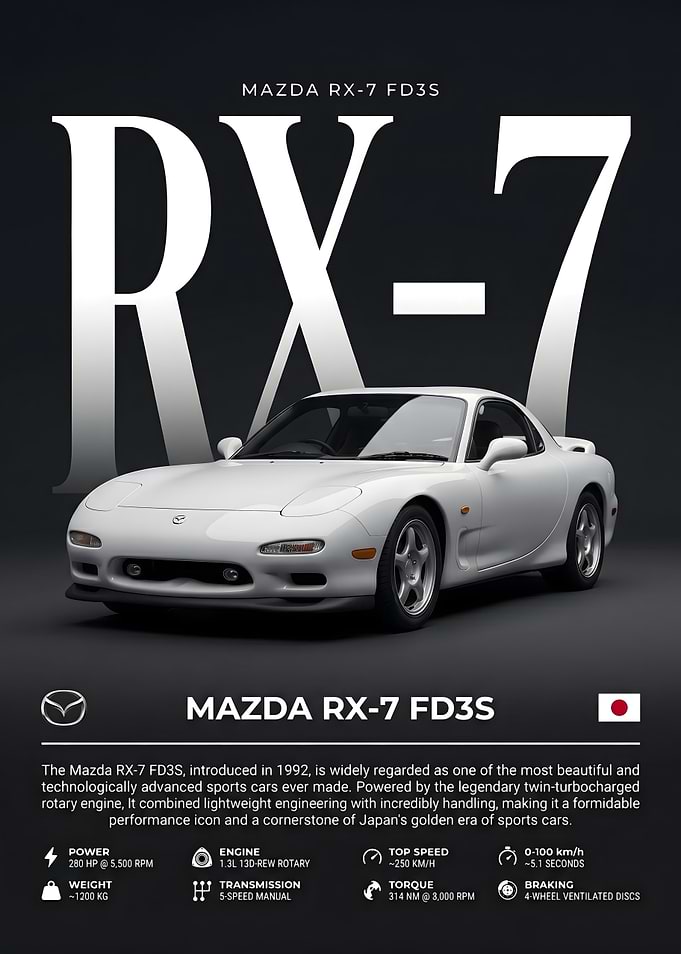 Mazda RX-7 FD3S Technical Poster