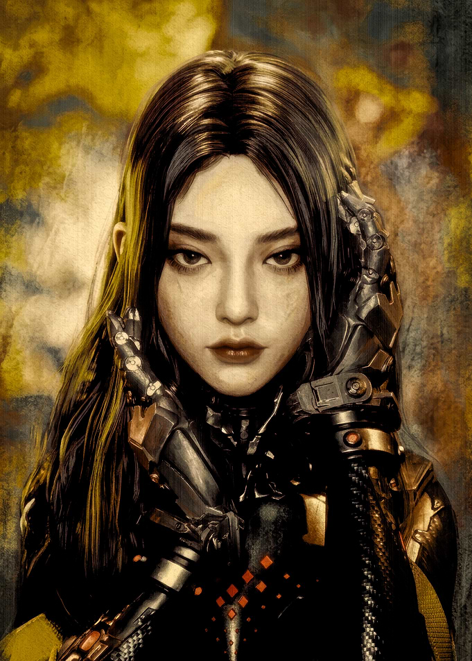Cybernetic Woman Portrait Digital Art