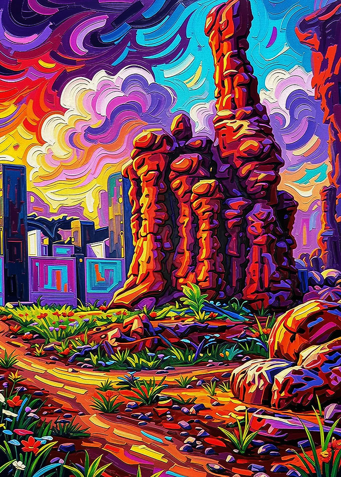 Vibrant Psychedelic Desert Landscape