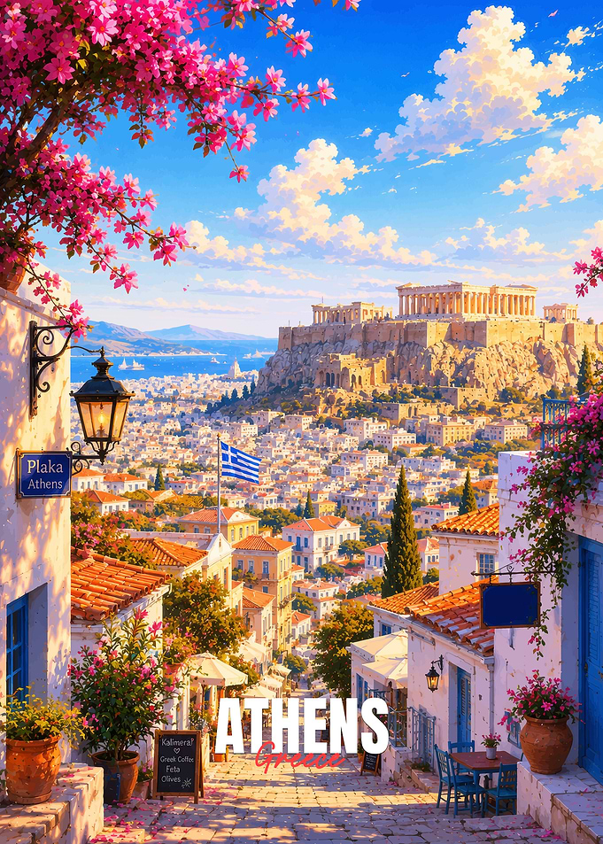 Scenic View of Athens and Acropolis