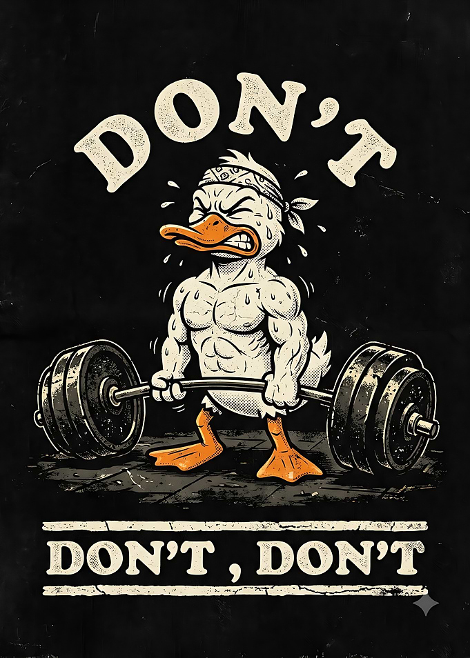 Muscular Duck Lifting Weights Poster