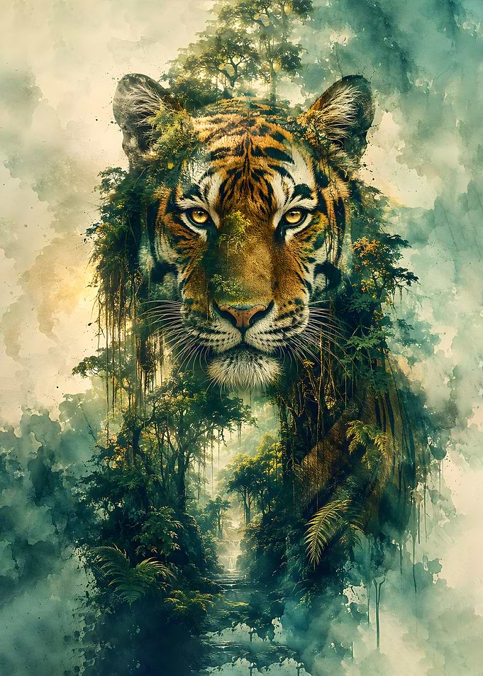 Jungle Sovereign Double Exposure Tiger