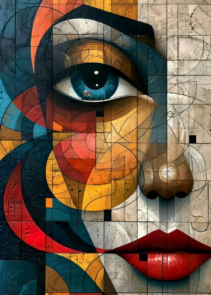 Abstract Geometric Portrait of a Face