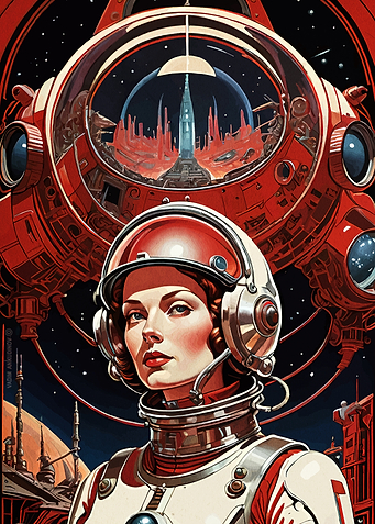 Retro Futuristic Astronaut Space Poster