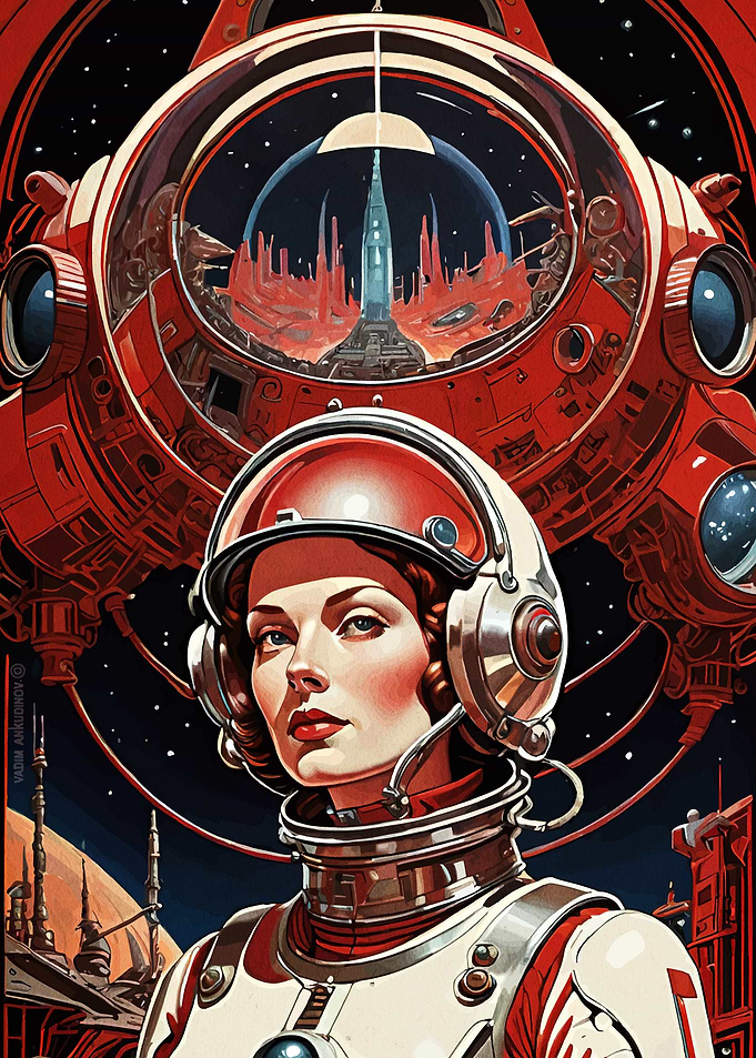 Retro Futuristic Astronaut Space Poster