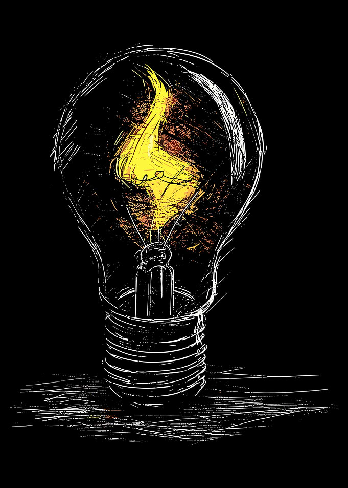 Sketch of a Glowing Lightbulb