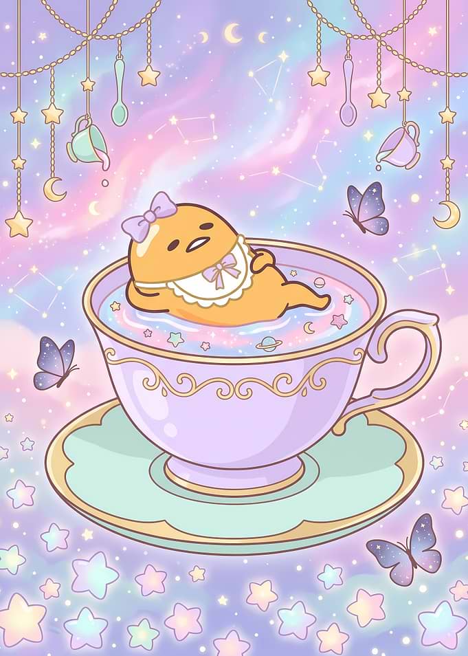 Gudetama Relaxing in a Magical Teacup