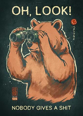 Bear Looking Through Binoculars Poster